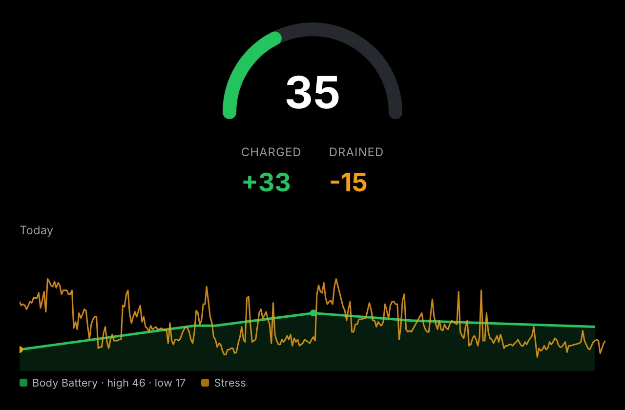 Garmin plugin — Body Battery view
