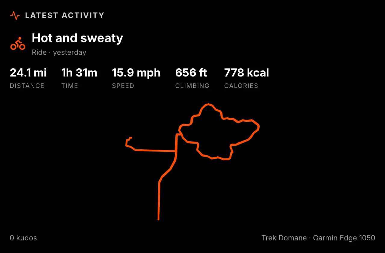 Strava plugin — Latest activity view